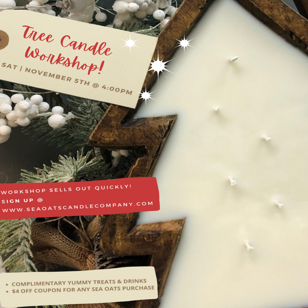 November 5th |  Wooden Tree Candle Workshop! Limited Seating