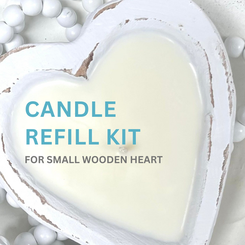 Refill Kit:: Small Wooden Heart Candle