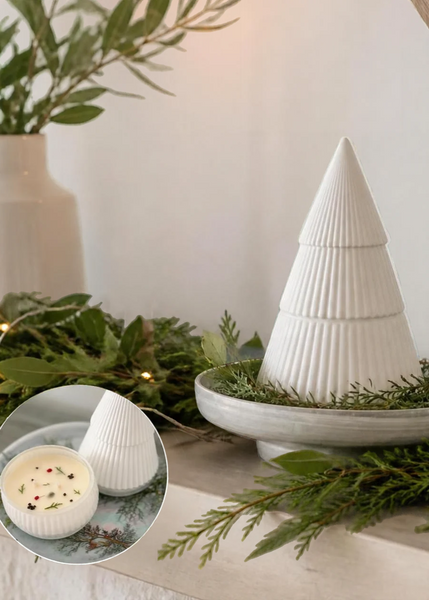 White Tree Candle in Carolina Christmas Scent