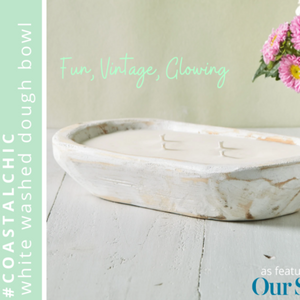 Dough Bowl Candle Vintage White Washed: CURRENTLY SOLD OUT